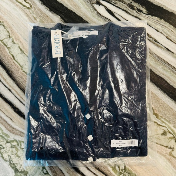 NWT La Porte Swim Cotton Cashmere Knit Summer Cardigan - Navy - XS - Picture 7 of 7